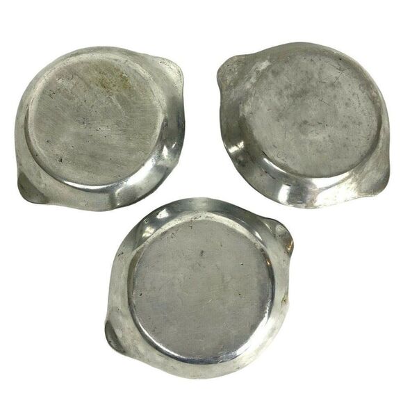 Cast Metal Aluminum Dishes Set Of 3 Shiny Round Candy Nuts Unbranded - Picture 2 of 6